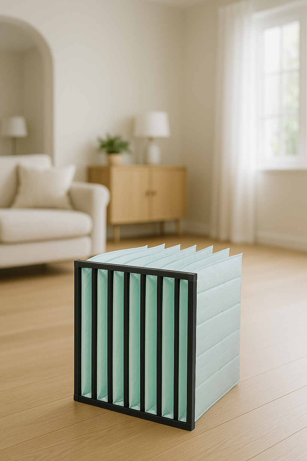NanoFlashing bag filter in a residential room